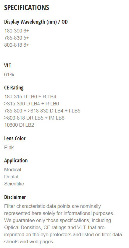 Diode 810nm OD 6+ VLT 61% CE Certified DI2 Laser Safety Glasses ...